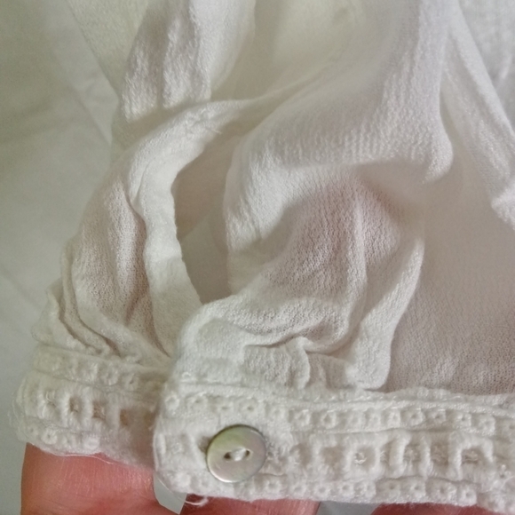 Lucky Brand White Lace Detail Boho Top Small - Picture 5 of 9